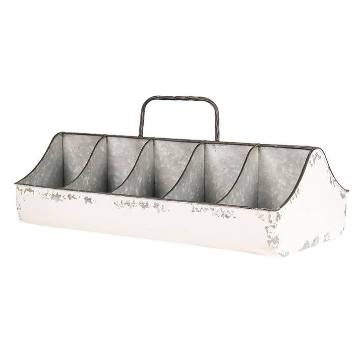 6Y3562 Caja con 10 compartimentos, 50 x 26 x 23 cm, color blanco para venta al por mayor de Clayre & Eef