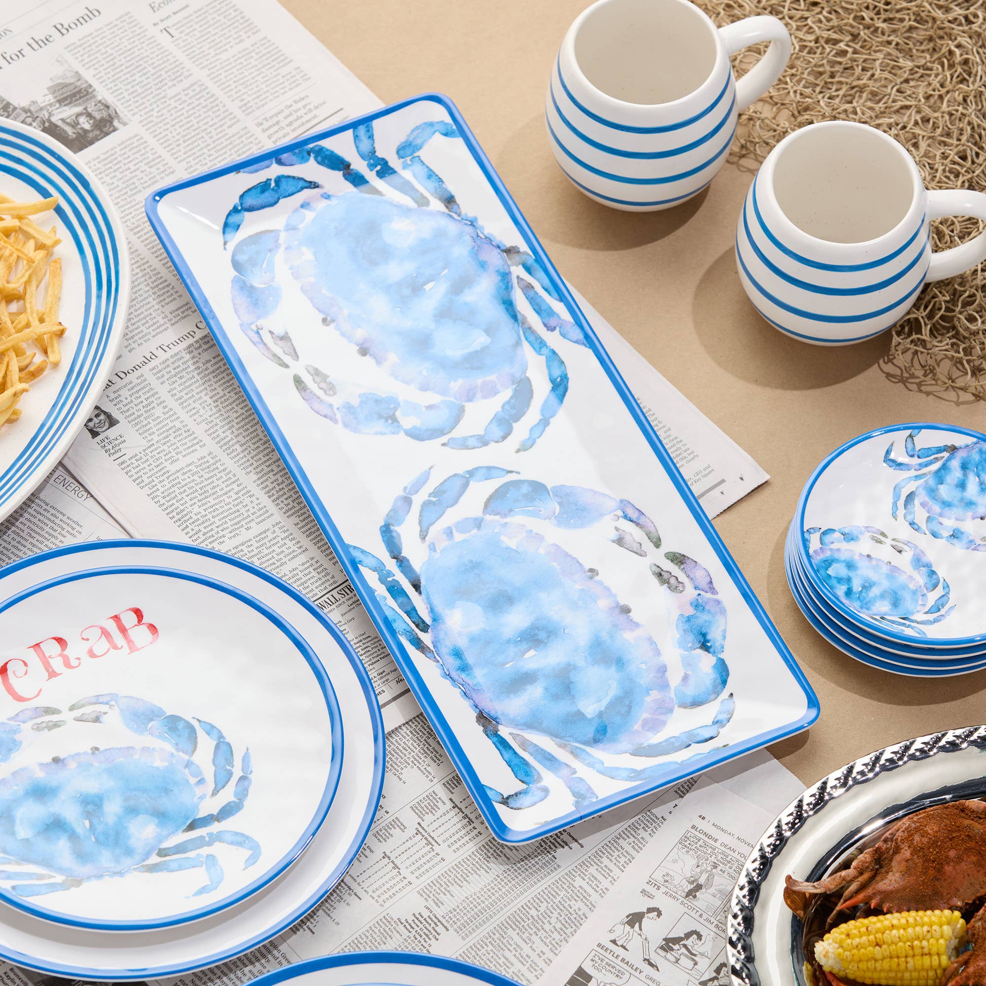 Certified International – wholesale Platter – Beach House Crab Rectangular Platter 19" x 8"2