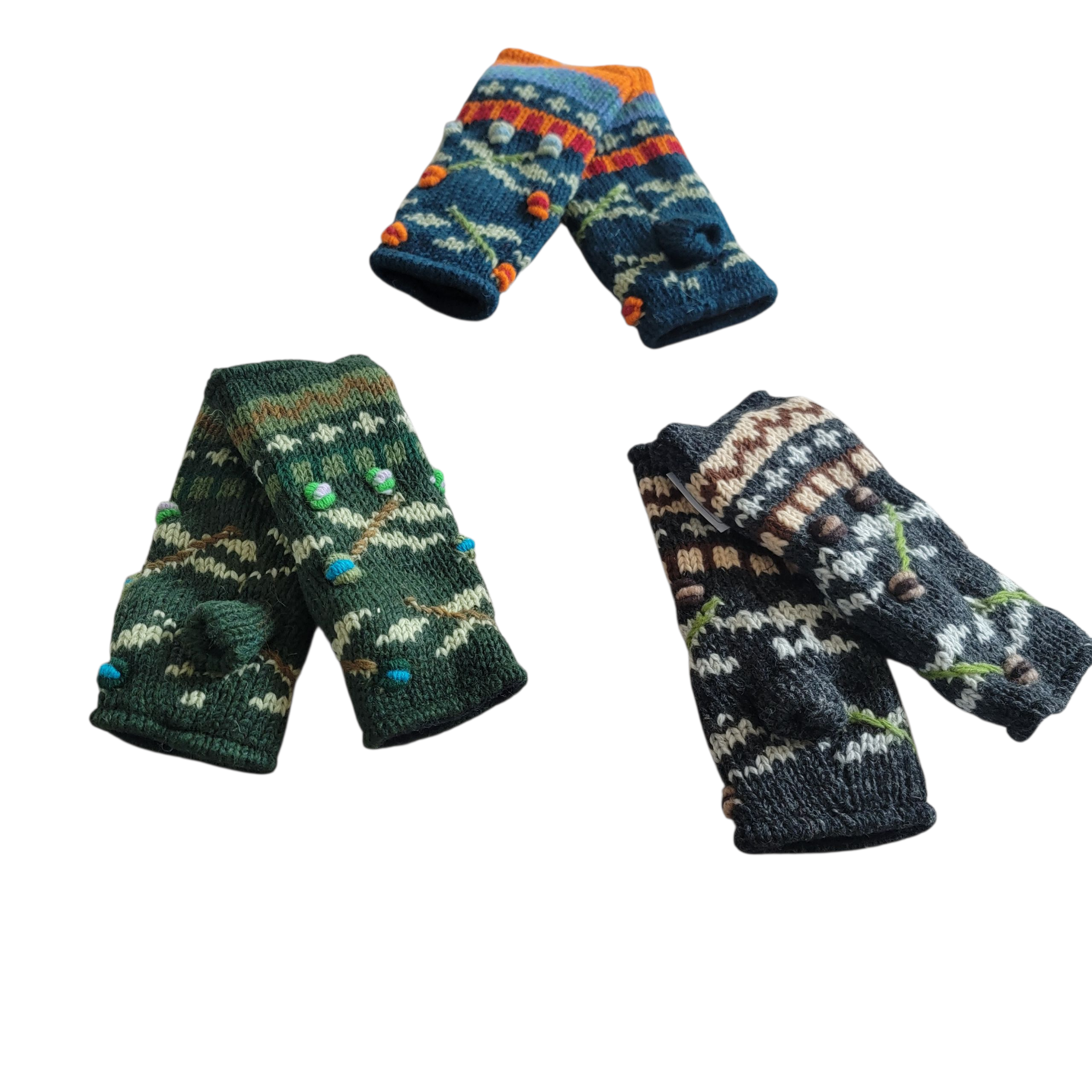 Evergreen Guardian Imports - Wholesale Beanie - Women's - H-31 & G-32 Set Of Hat& Handwarmers Embroidered Flower Stems4