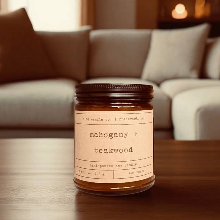 MLTD Candle Co. - Wholesale Jar/Filled Candle - Mahogany + Teakwood Soy Candle: Mahogany, Oak, Musk Scent0
