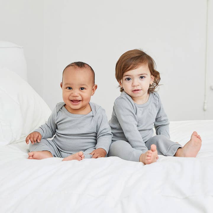 Baby Variegated Rib Lap Tee and Legging Loungewear Set-Galax for wholesale by PAIGELAUREN baby & toddler