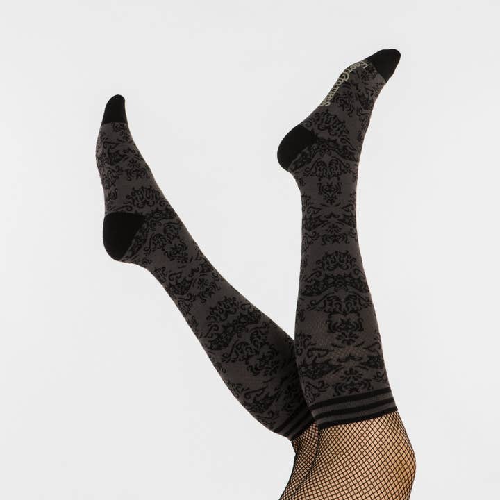FootClothes LLC - Wholesale Socks - Women's - Bat Damask Knee High Socks16