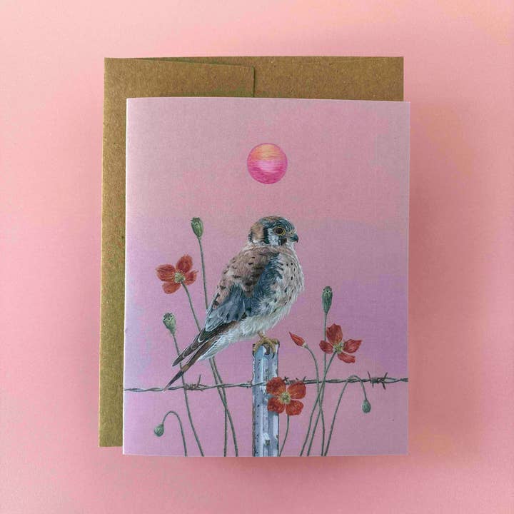 Kestrel Greeting Card for wholesale by Bekah Zeimetz Art