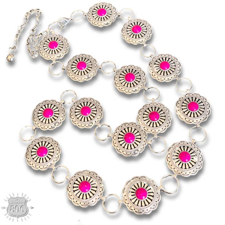 Pink Panache Brands - Wholesale Belt - Women's - Western round stone concho belt1