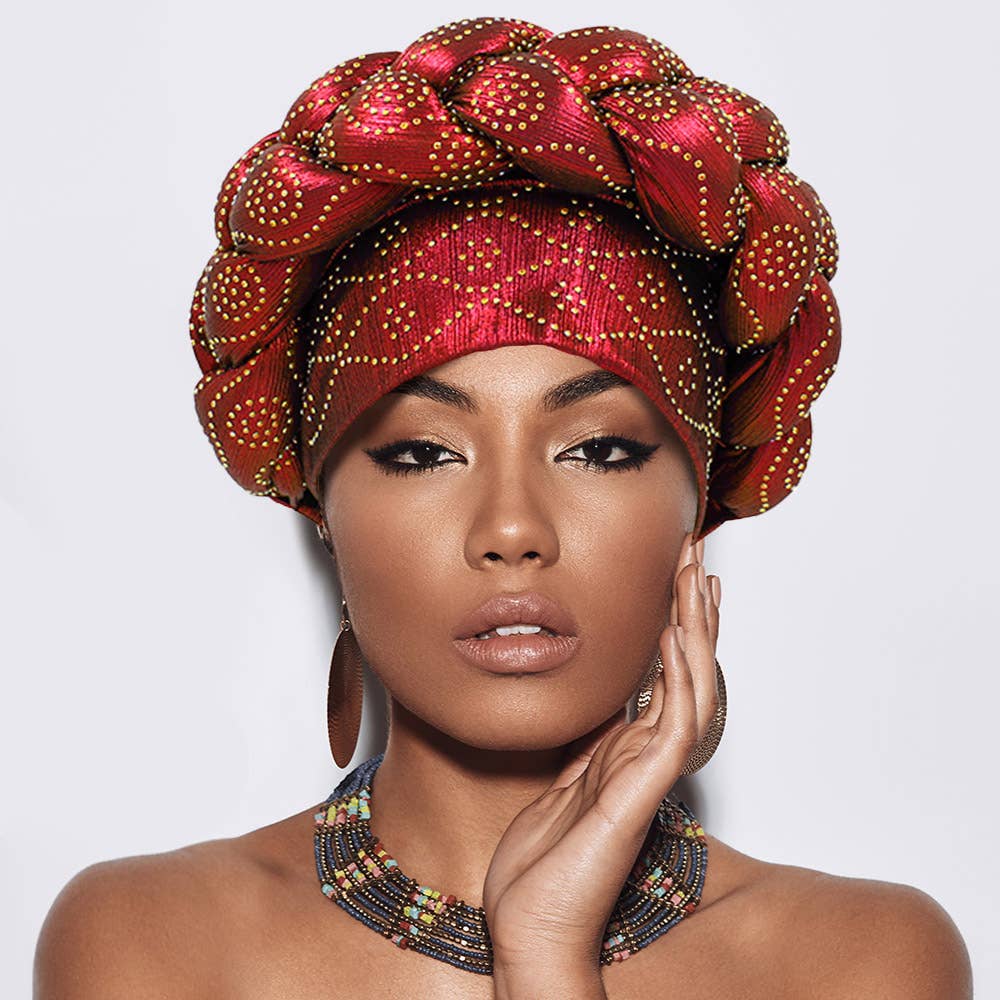 Sensibling Corp. - Wholesale Turban - Women's - Bling Studded Braided Turban Hair Wrap0