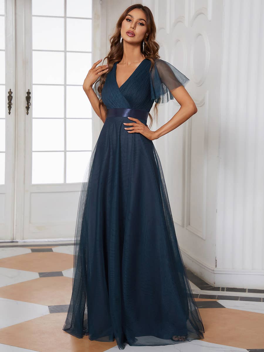 Ever-Pretty - Vente Robe de soirée – femme - Robe de demoiselle d'honneur trapèze à col en V33