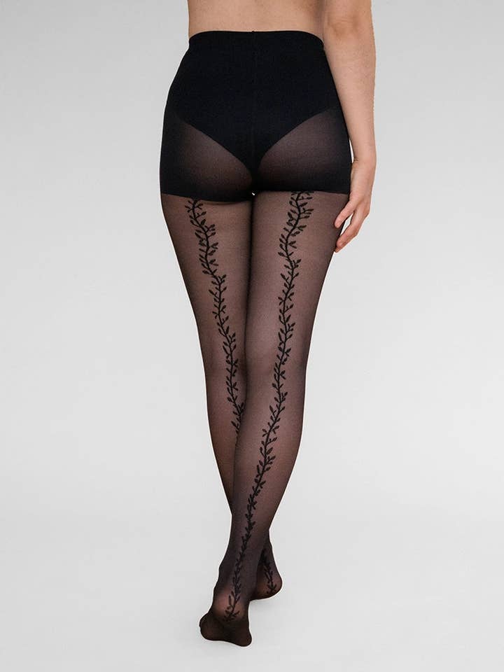 Rachel - Wholesale Tights - Women's - Leaf Back Line Tights 30D