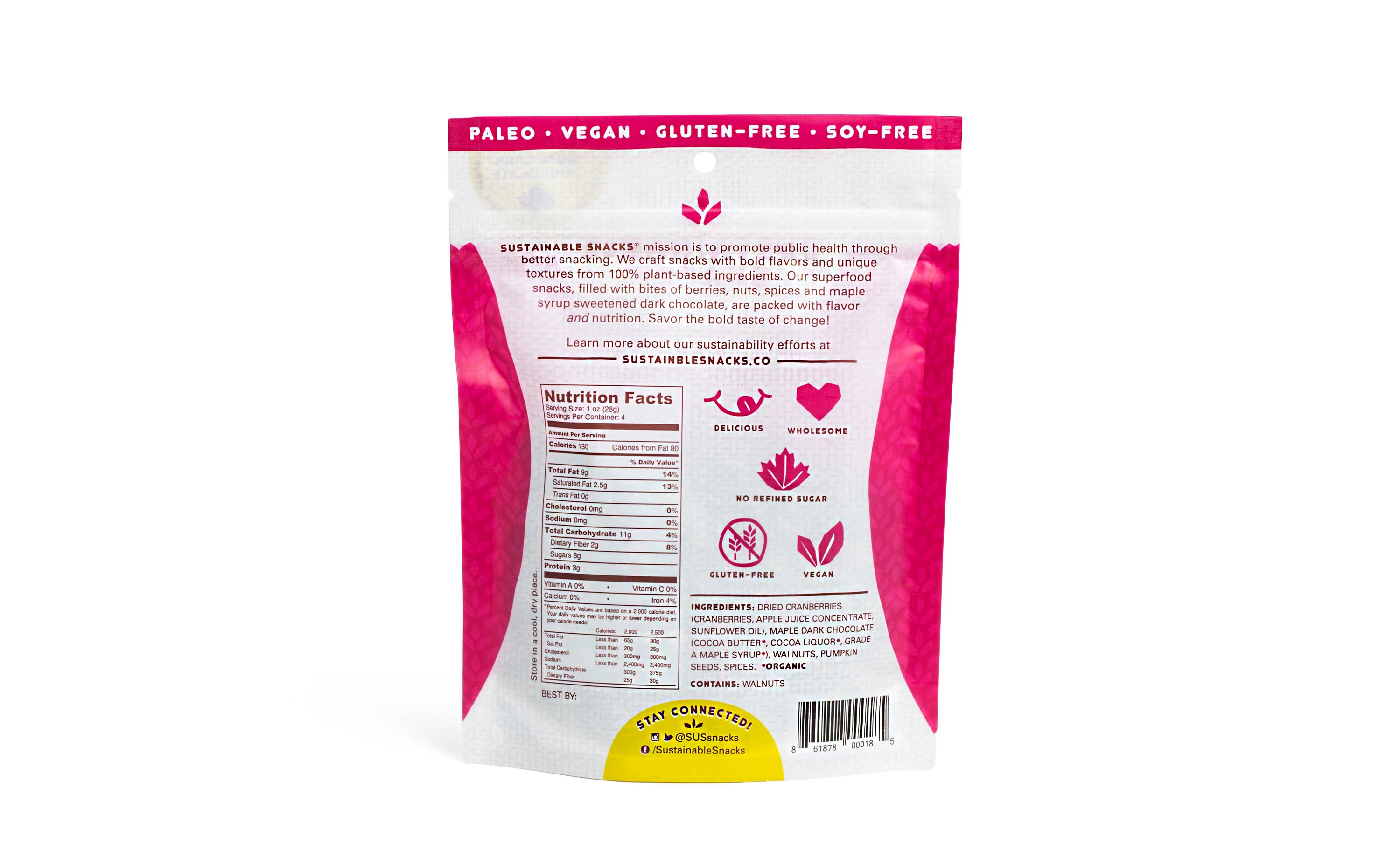 Sustainable Snacks - Wholesale Chocolate Covered Sweets - Cranberry + Walnut And Pepitas1