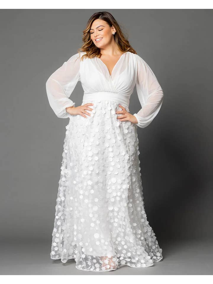 Ivory Blossoms Enchanted Garden Long Sleeve Wedding Gown - Plus Size for wholesale on Faire