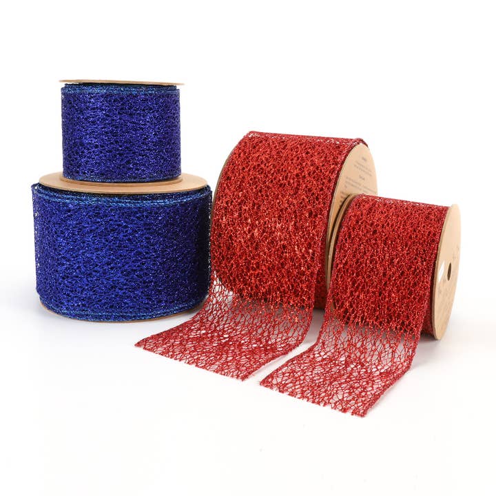 LA Ribbons Wholesale – wholesale Band – 3" Nättrådsband | Kunglig | 10 Yards Rulle4
