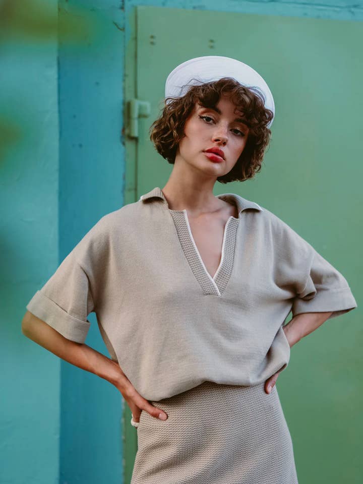 Polo Collar Detail Oversized T-shirt Sale for wholesale by Nenya Fashion Limited