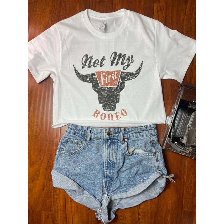 LA PRINT AND STITCH - Wholesale Screen Printed T-Shirt - Women's - Not My First Rodeo Crop Top