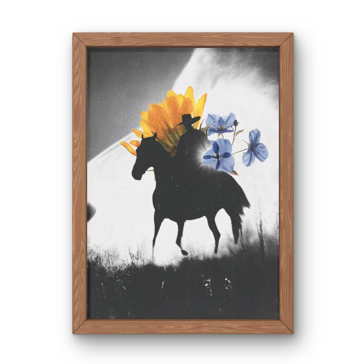 Impression vintage de fleurs pressées, art floral de cowboy pour la vente par Lady Kady Art