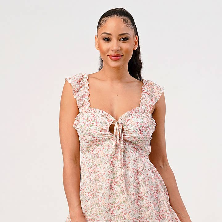 #D5561 Mini-jurk met bloemenprint voor wholesale door French Kiss