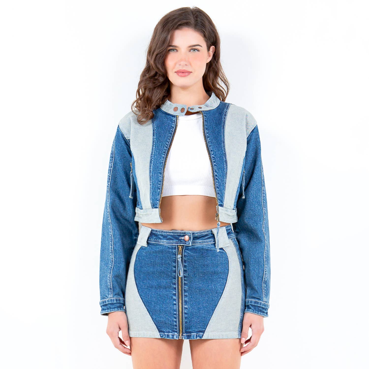 American Bazi - Wholesale Jacket - Women's - ZIPPER TRIM PATCHWORK RIDER JACKET-RJK85056