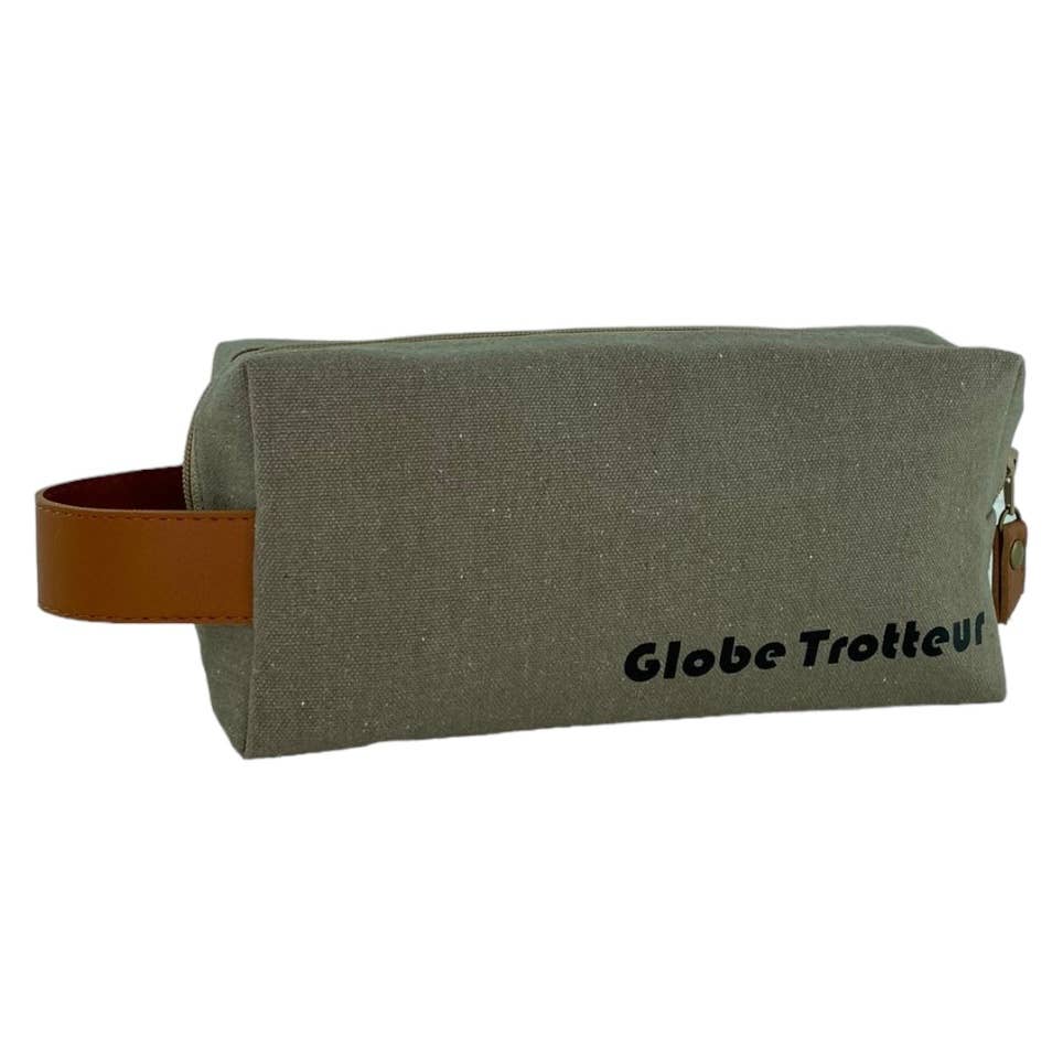 Emmanuel Création - Wholesale Toiletry Bag - Men's - Nomad case S, “Globe trotter” Vercors khaki0