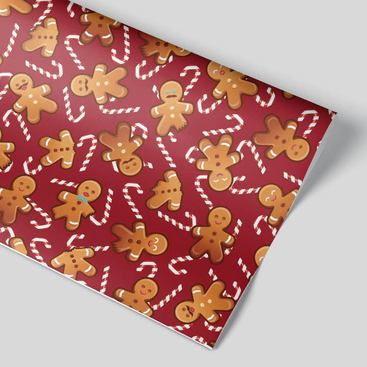 'GINGERBREAD BOIS - RED' FLAT WRAP SHEET for wholesale by Shaven Raven Designs