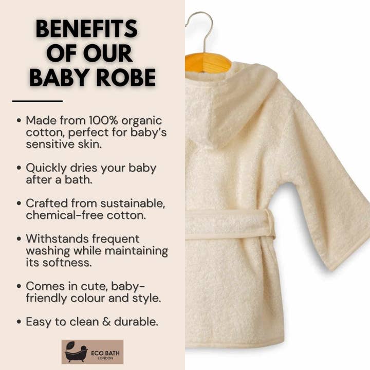 Eco Bath London – wholesale Robe – Kids – Eco Bath London Organic Cotton Baby Robe - Available in Sizes 0-2 Years and 3-5 Years