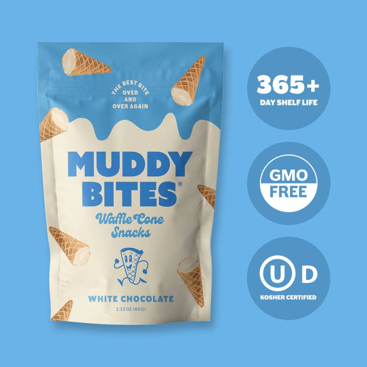 Muddy Bites - Wholesale Cookie - White Chocolate Waffle Cones Snacks