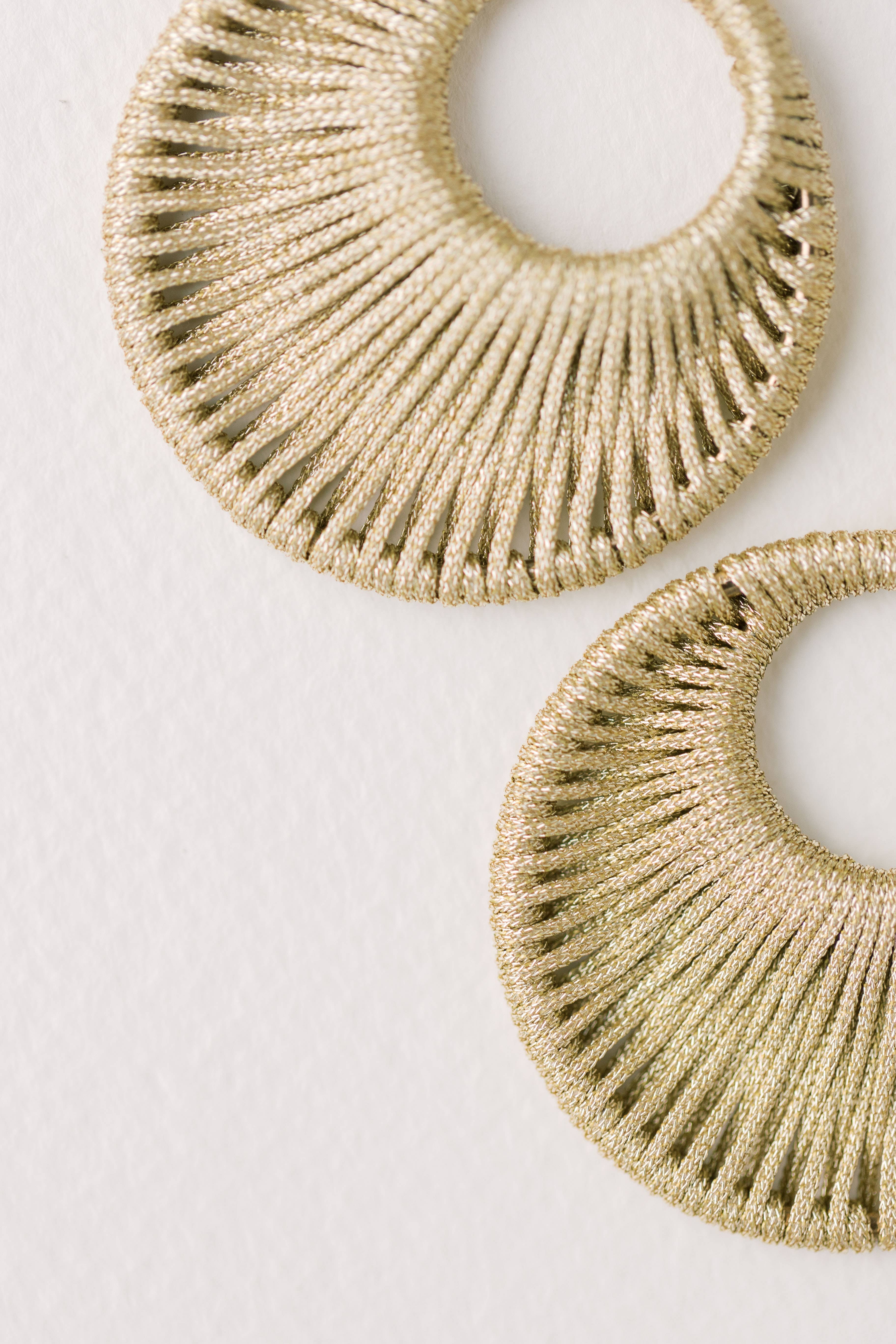 St Armands Designs of Sarasota - Wholesale Dangle Earrings - Gold Metallic Wrapped Bali Statement Drop Earrings3