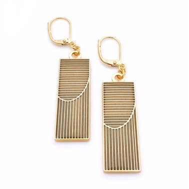 Moon Gold Curve Earrings for wholesale by Kinzoku
