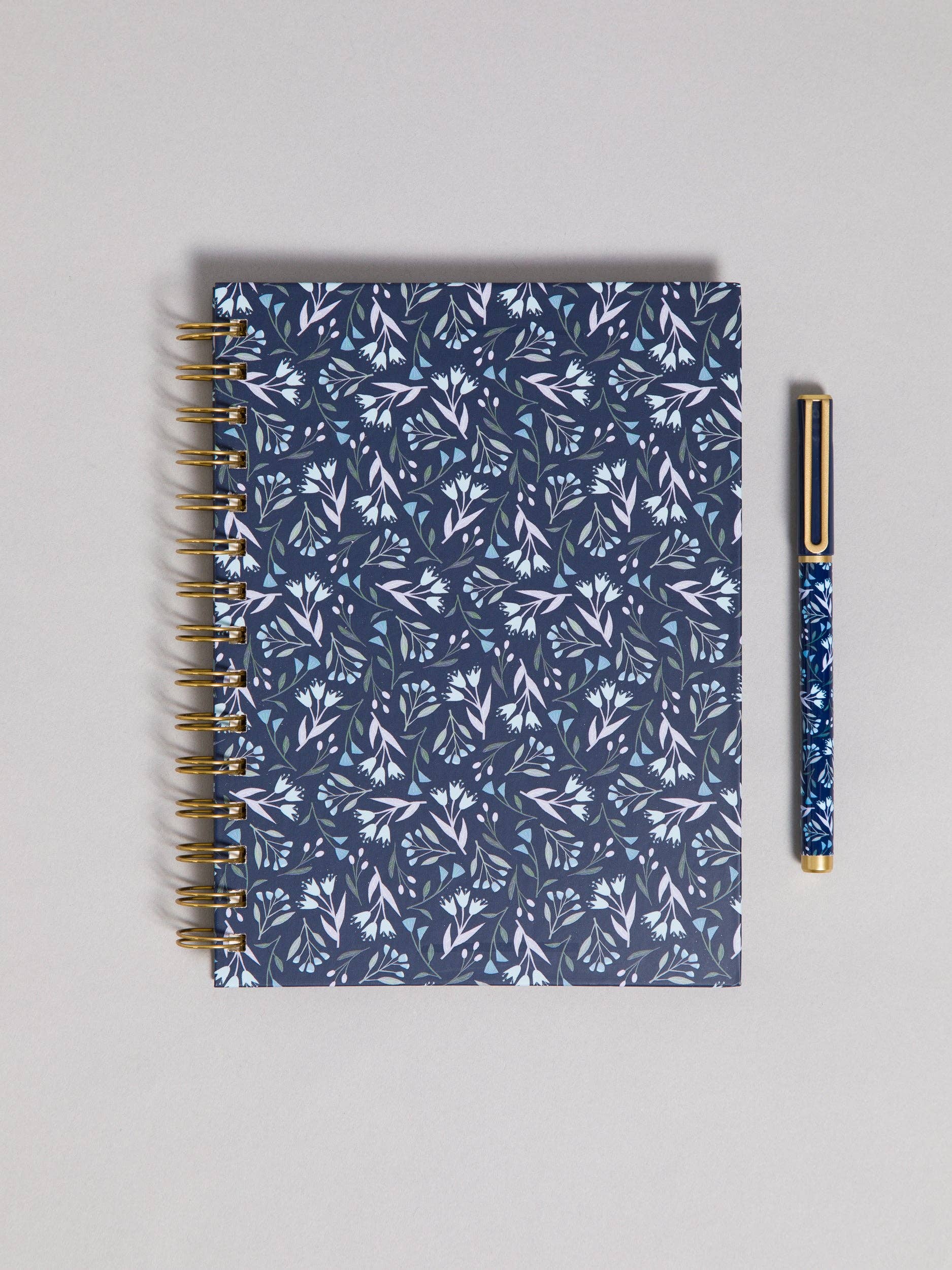 U Brands - Wholesale Journal/Diary - U Brands Navy Floral Spiral Journal + Pen3