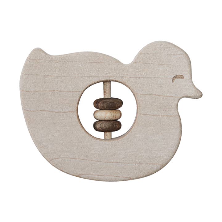 rattle - teether - baby duck for wholesale by Wooden Story Sp. z o.o.