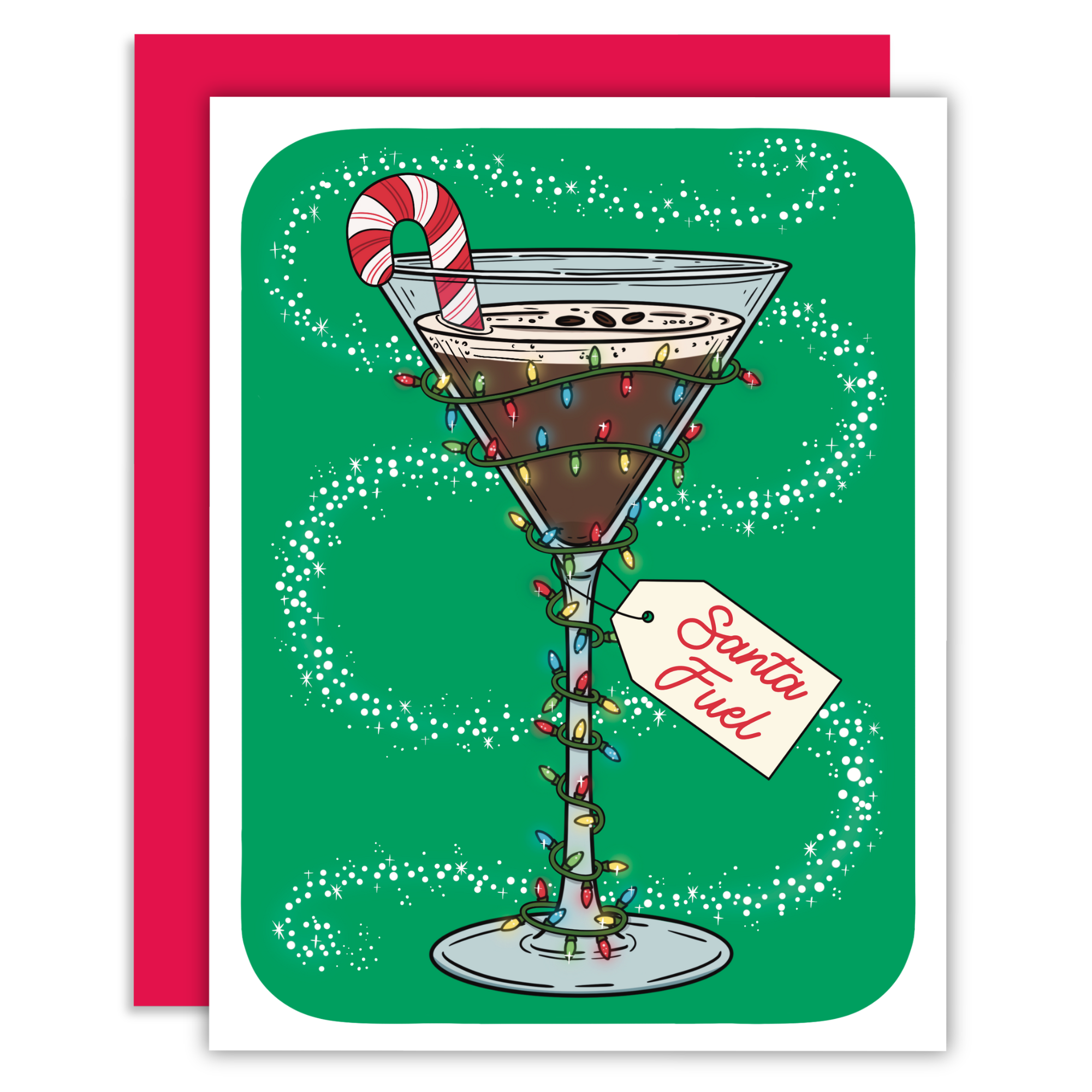 Midnight Door Studio - Wholesale Christmas card - Santa Fuel Espresso Martini Christmas Cocktail Greeting Card0