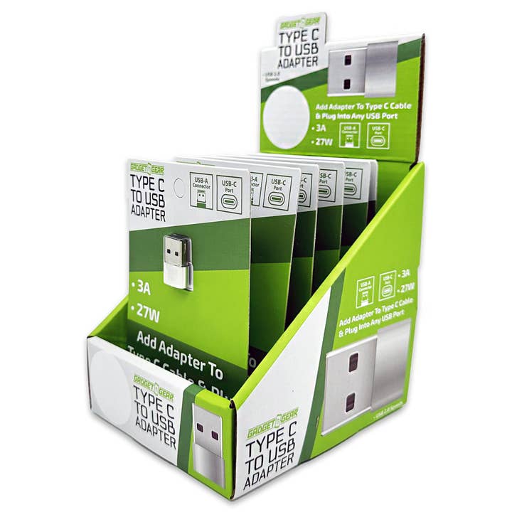 Charging Adapter USB-C to USB-A Converter - 6/Display for wholesale by Novelty Brands