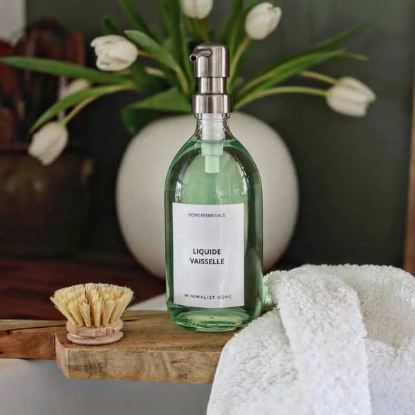 The Minimalist Home – wholesale Tvåldispenser – Genomskinlig glas tvålpump för kök – 500 ml - Tillverkad i Frankrike