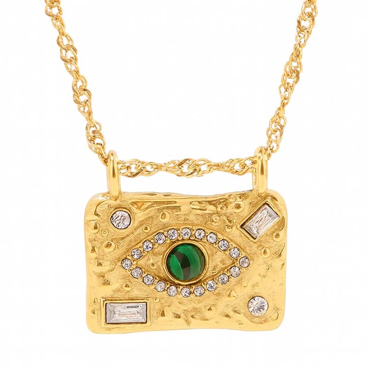 Evil Eye Necklace - Malachite CZ Stones Eye Necklace for wholesale by Animira Jewels