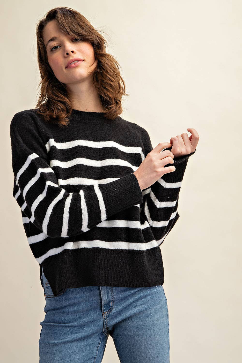 Sweet Generis - Wholesale Knit Sweater - Women's - CLASSIC STRIPE OVERSIZE PULLOVER0