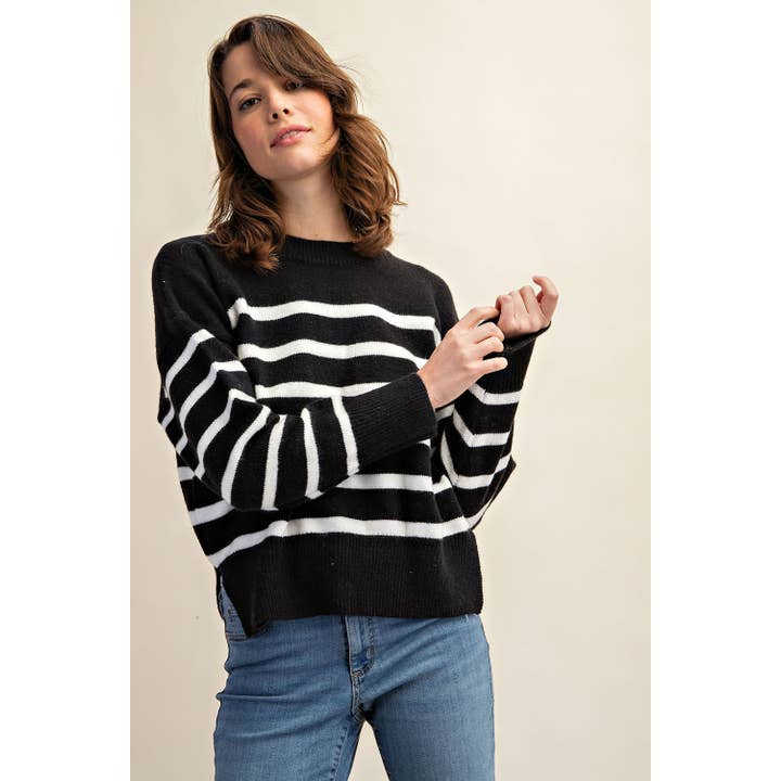 Sweet Generis - Wholesale Knit Sweater - Women's - CLASSIC STRIPE OVERSIZE PULLOVER