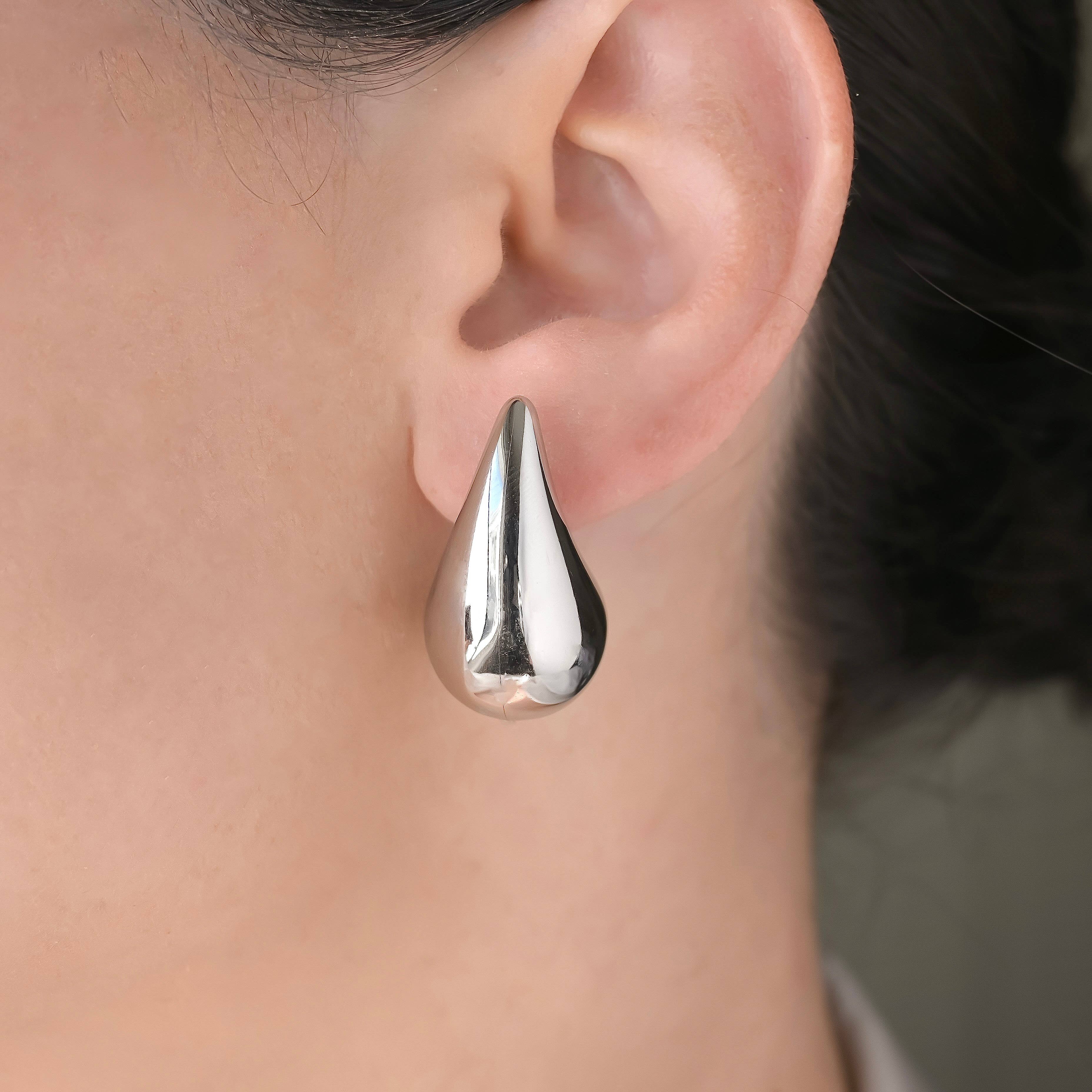 Blueyejewelry – Brincos de argola por atacado – Brincos de Gota Oca Chunky - Pernos de gota de lágrima leves2