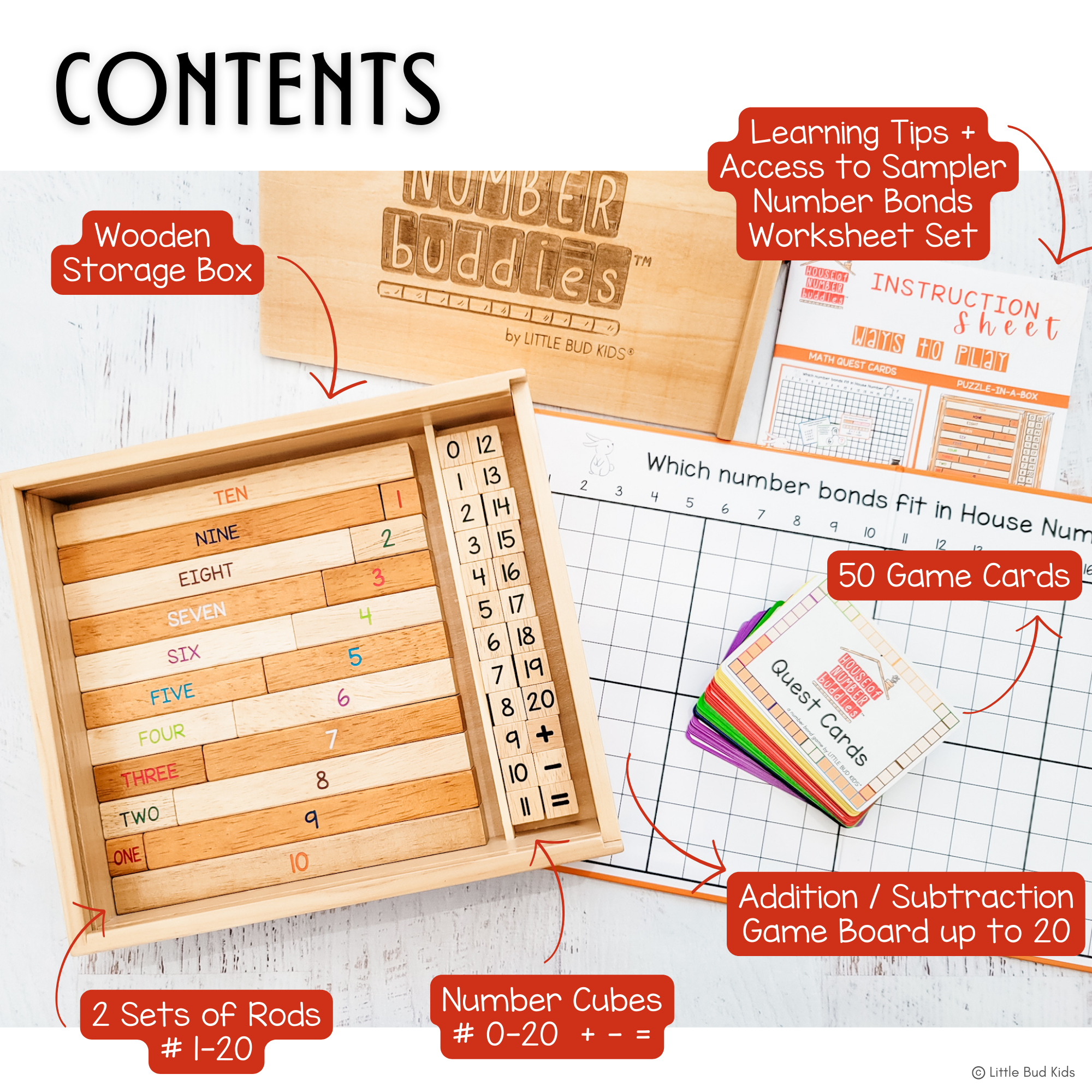 Little Bud Kids - Wholesale Brain Game - Kids - Number Bond Addition Math Toy - House of Number Buddies 4