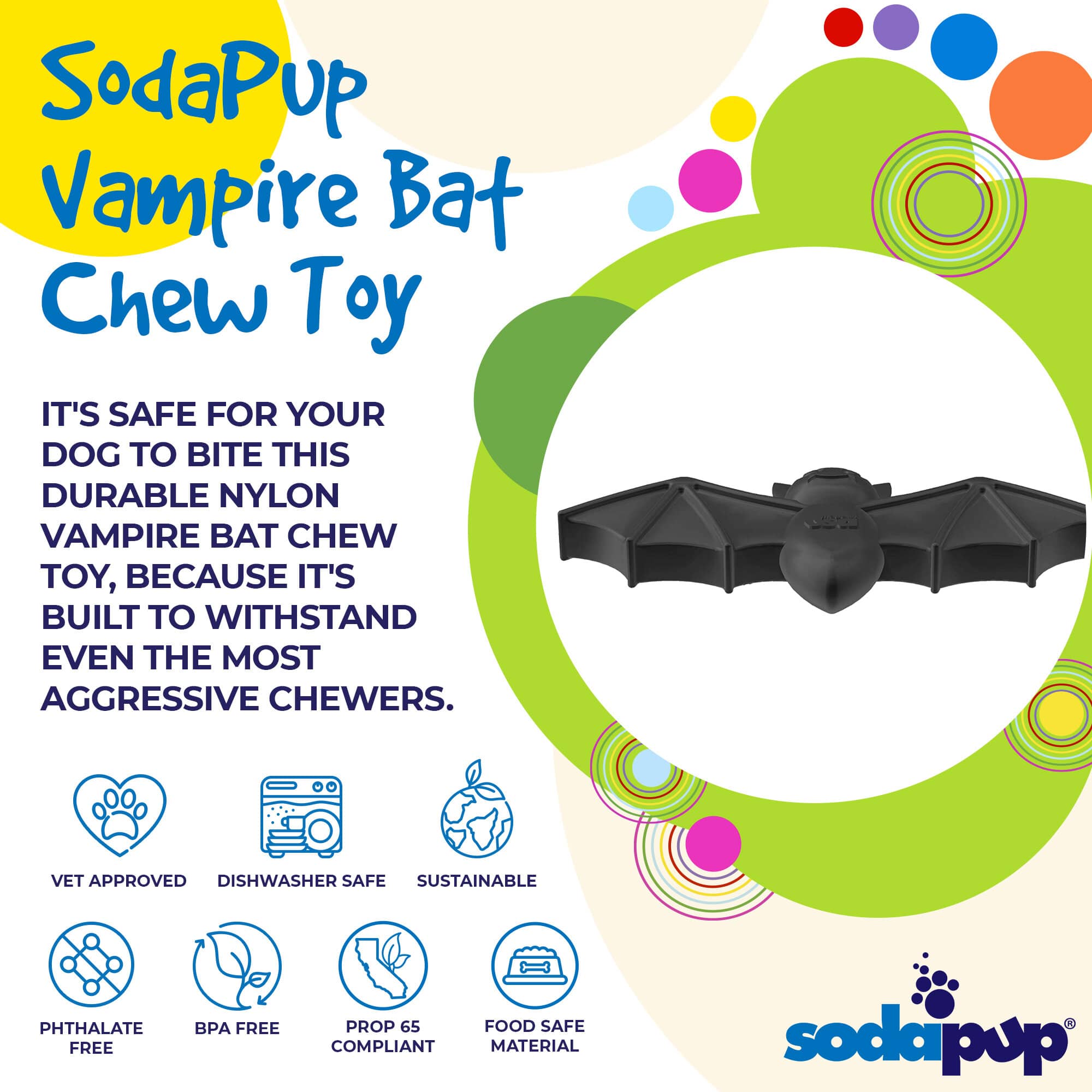 SodaPup Dog Toys – wholesale Pet chew toy – Dog – Halloween Bat Durable Nylon Chew Toy for Dogs - Black2