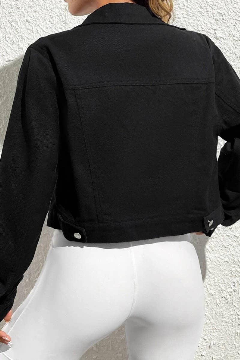 NINEXIS - Wholesale Denim Jacket - Women's - CWJJ0138_WOMEN'S CASUAL CROPPED DENIM JACKET TOP6