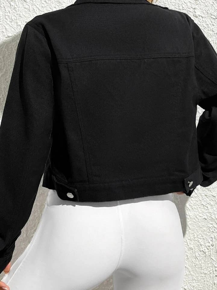 NINEXIS - Wholesale Denim Jacket - Women's - CWJJ0138_WOMEN'S CASUAL CROPPED DENIM JACKET TOP6