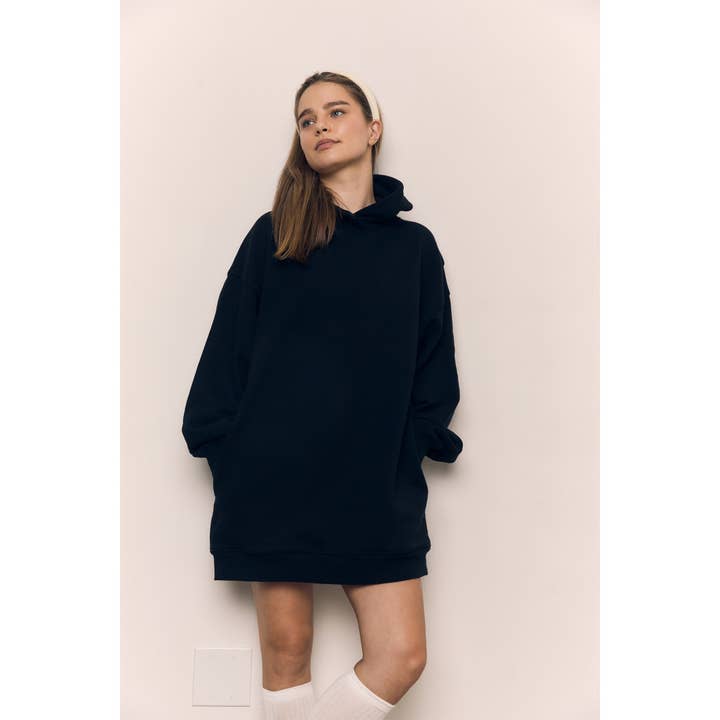 Premium Organic Cotton Terry Oversized Hoodie Dress for wholesale by The Blank Lab