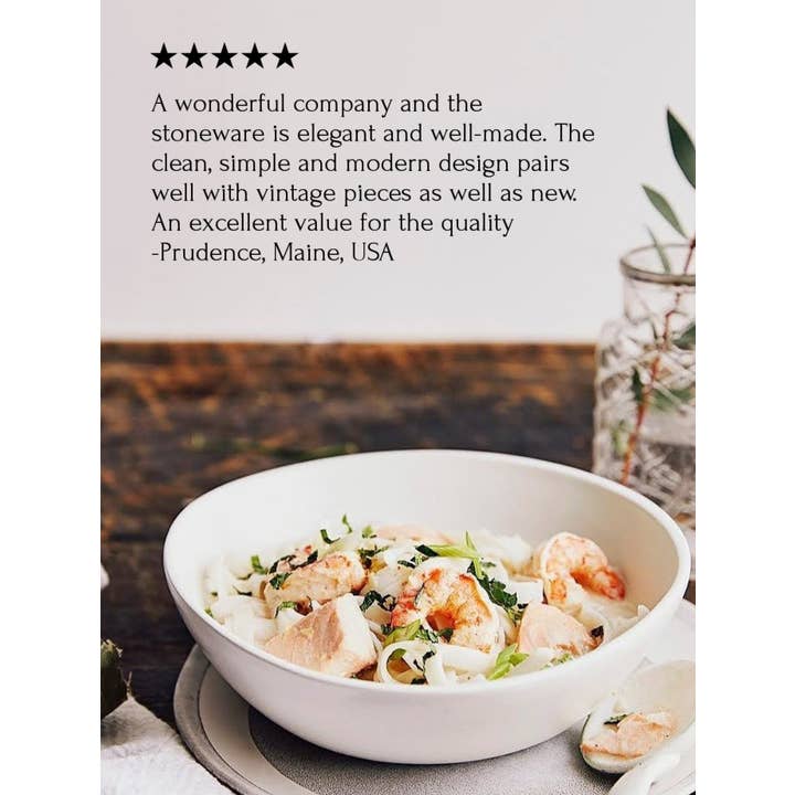 GHARYAN Stoneware & Olive Wood Tableware | Ships from USA - Wholesale Bowl - Handmade Stoneware Soup Plate | Dadasi 7.9"4