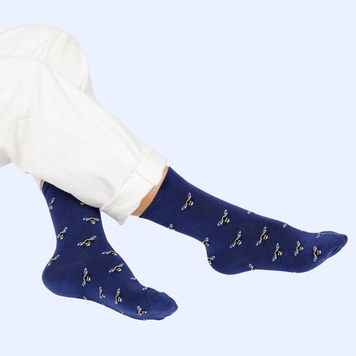 Bare Kind Socks - Vendita all'ingrosso Calzini - Unisex - Calzini con motivo ape piccolo | Calzini in bambù blu4