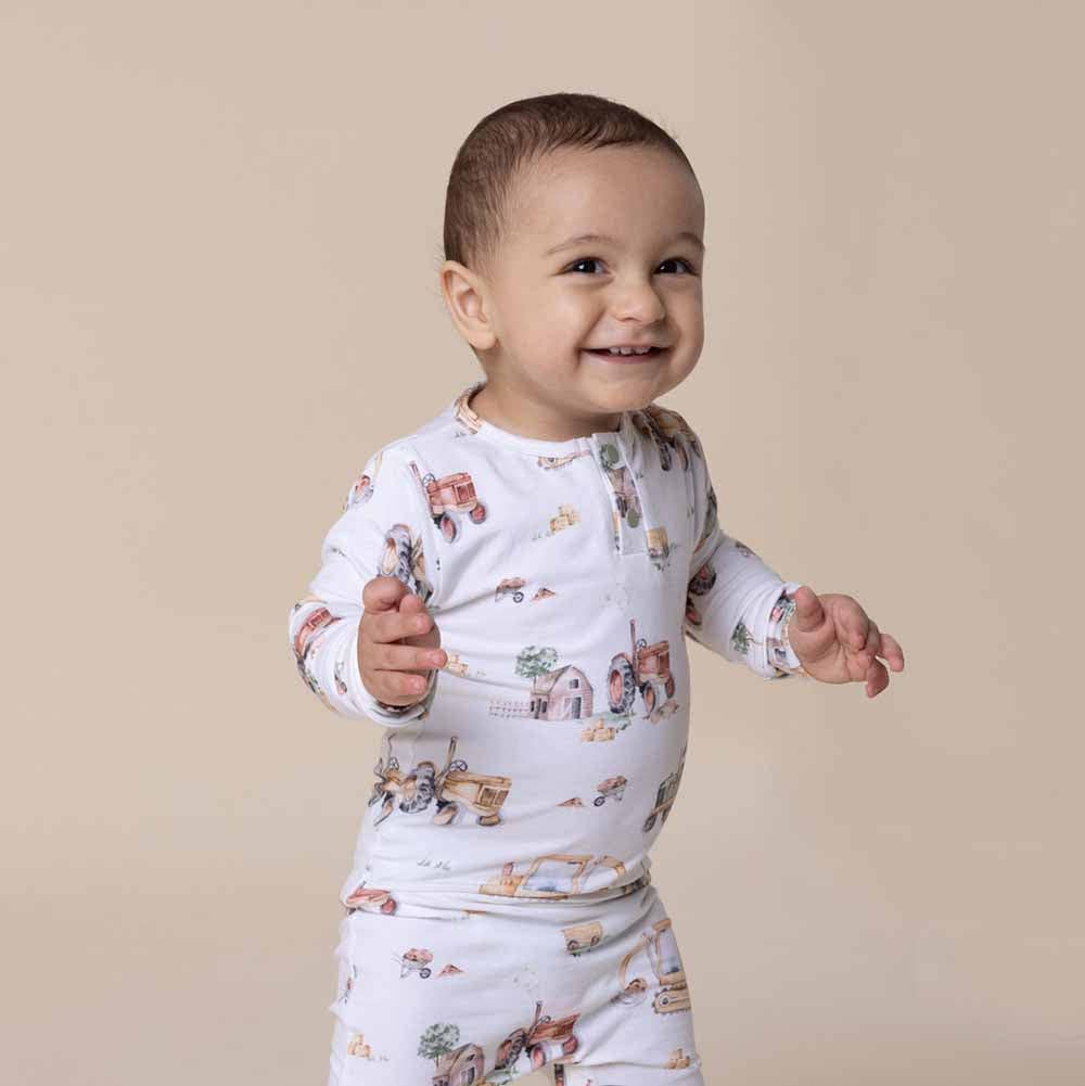 Snuggle Hunny – wholesale Byxdress - Baby – Grävmaskiner & Traktorer Ekologisk Growsuit5