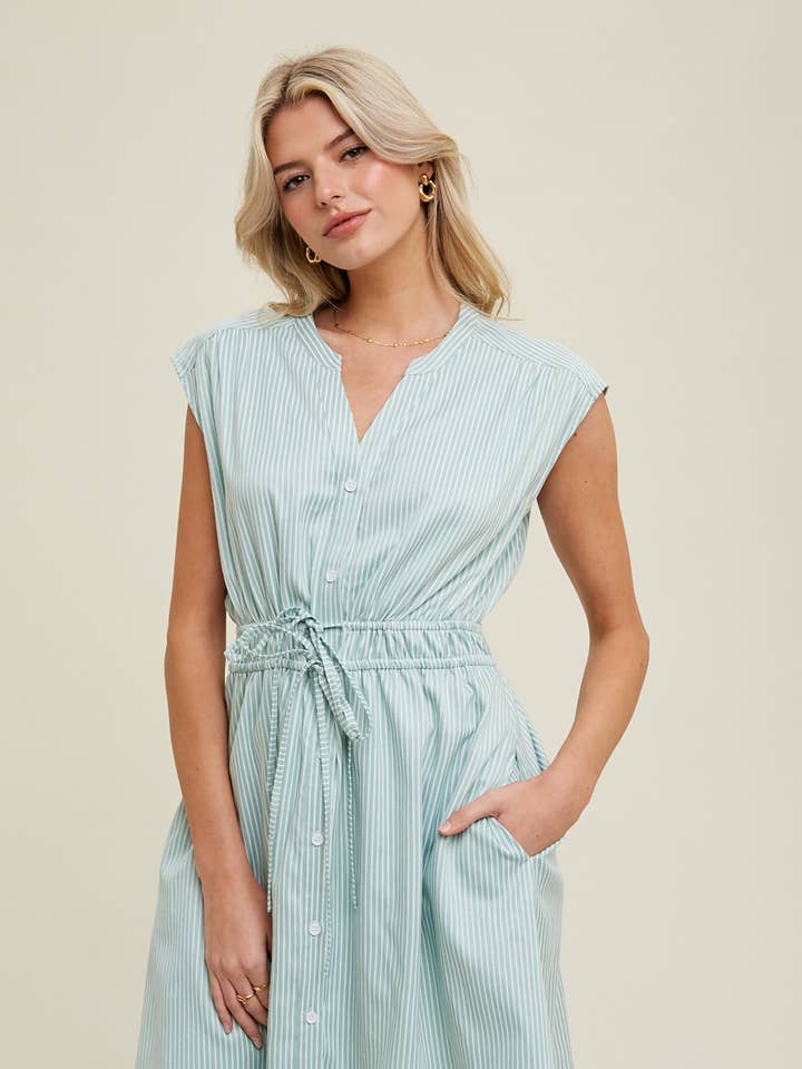 ROBE MINI-CHEMISE À RAYURES//WL24-8754 pour la vente par Wishlist Apparel