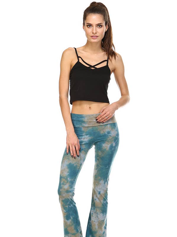 Yogabroek met Crystal Cloud Tie Dye en vouwband voor wholesale door Urban X Apparel
