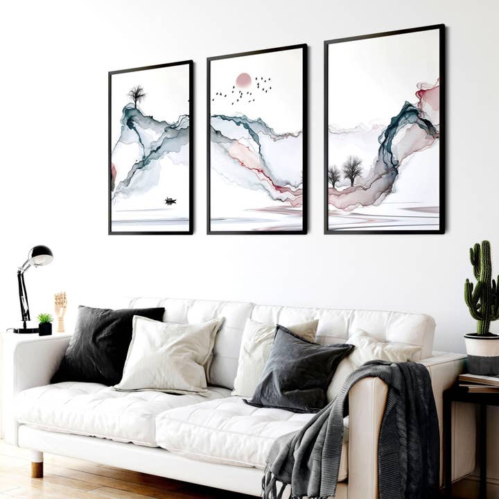 Japanska väggkonsttryck | uppsättning av 3 väggkonsttryck för wholesale av About Wall Art