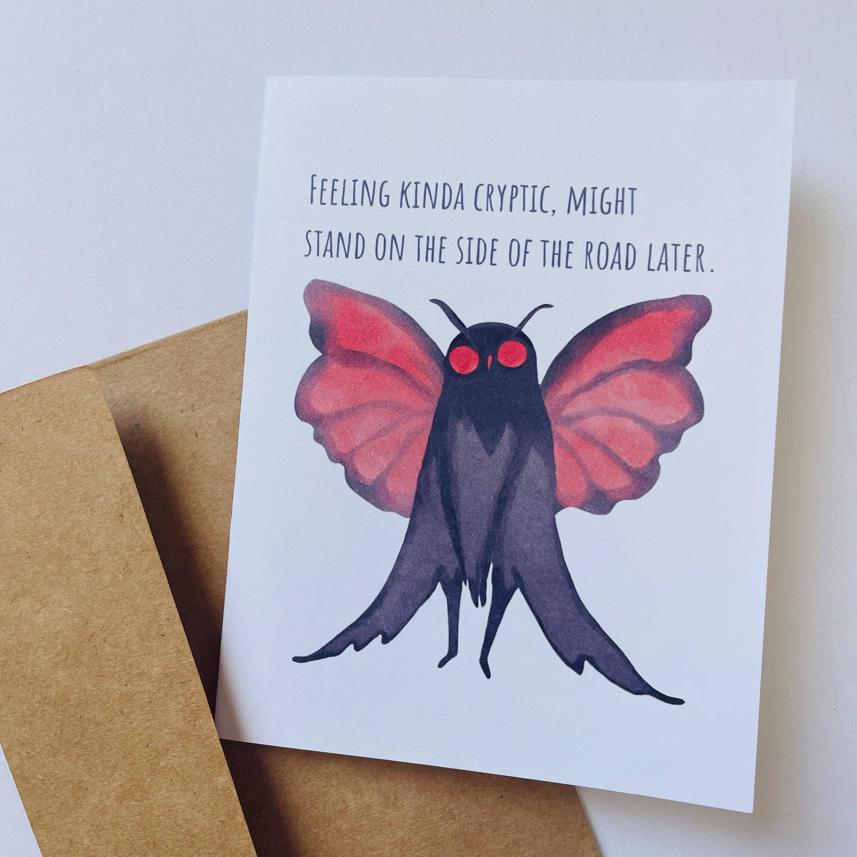 Cryptic Paper Co. - Wholesale Everyday Greeting Card - Mothman Cryptic Humor Card For Any Occasion2