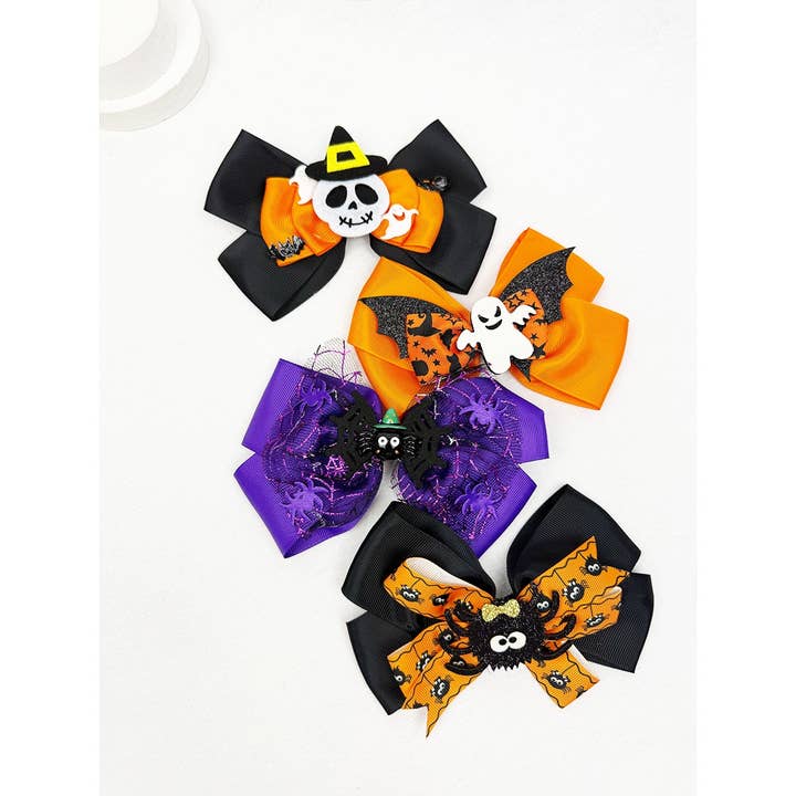 MIX COLOR Halloween Theme Hair Bow Clip Set for wholesale on Faire