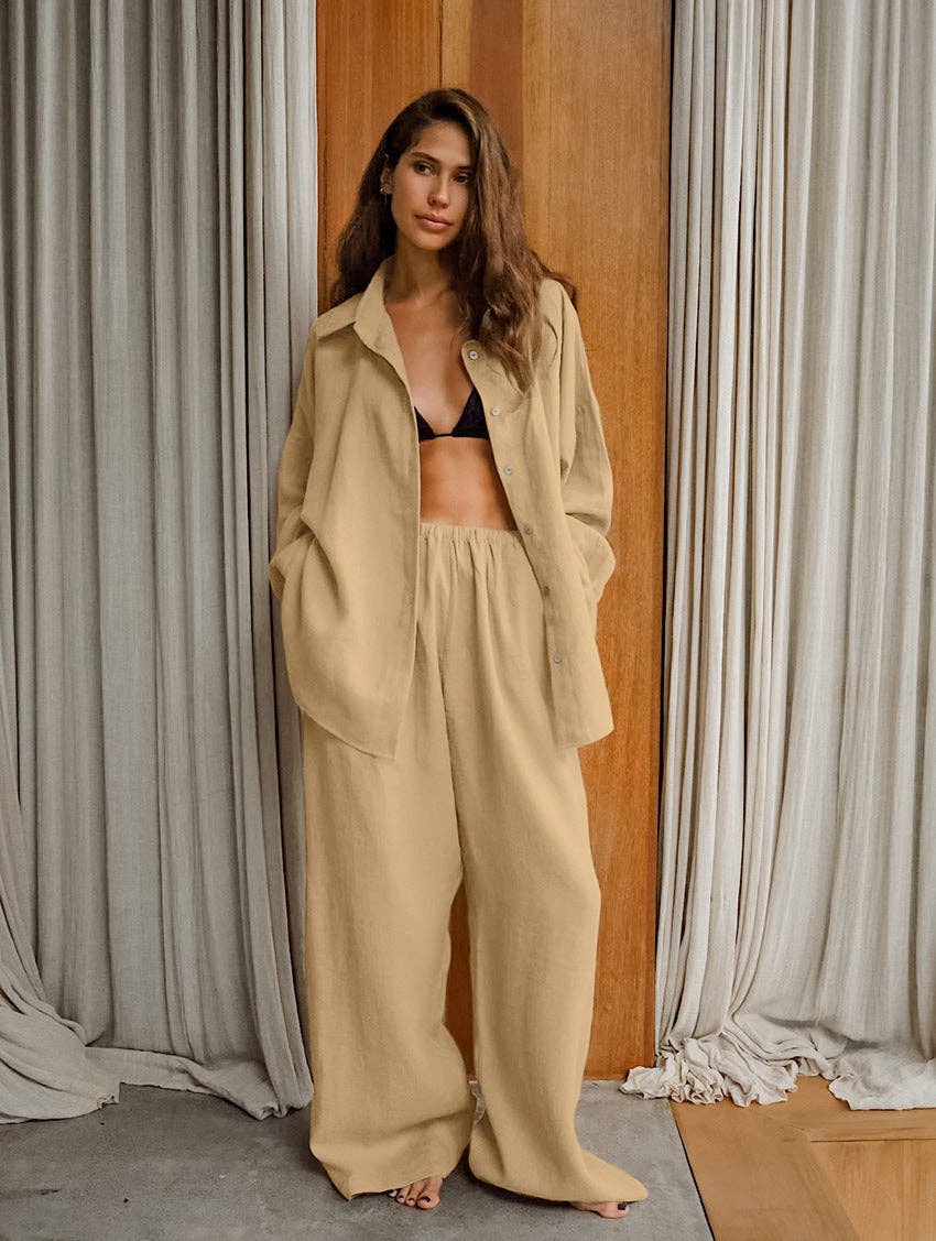 Marayn - Wholesale Lounge Set - Women's - Boho Chic Autumn Set Linen Blend Lounge Style21