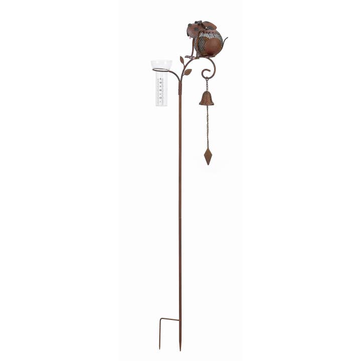 Continental Art Center - Wholesale Garden/Lawn Stake - Solar Rustic Metal Animal Rain Gauge Garden Stakes