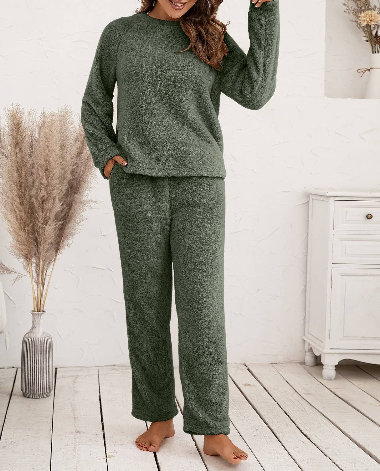 HIDDENBRAND - Wholesale Lounge Set - Women's - Loungewear Double-Sided Plush Two-Piece Set22
